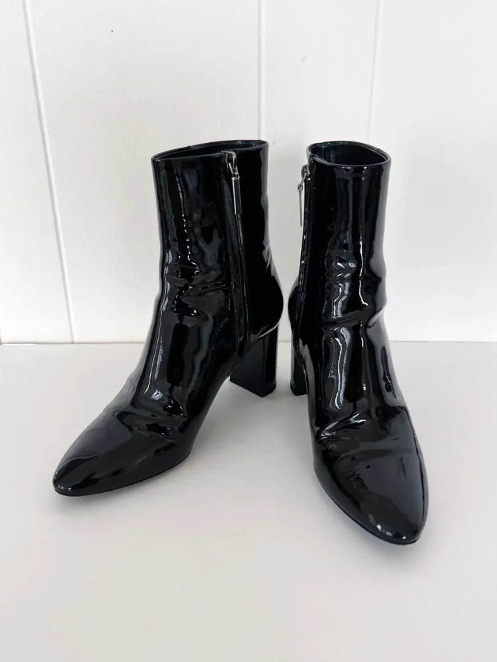 Saint Laurent YSL Loulou patent leather boots